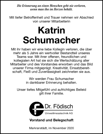 Traueranzeige von Katrin Schumacher von Leipziger Volkszeitung