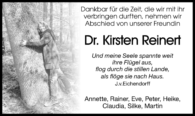  Traueranzeige für Kirsten Reinert vom 14.11.2020 aus Göttinger Tageblatt