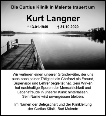 Traueranzeige von Kurt Langner von Lübecker Nachrichten