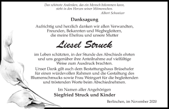 Traueranzeige von Liesel Struck von Märkischen Allgemeine Zeitung