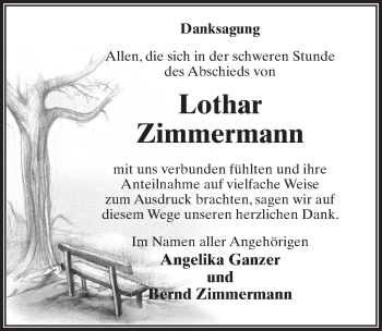 Traueranzeige von Lothar Zimmermann von Märkischen Allgemeine Zeitung