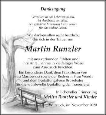 Traueranzeige von Martin Runzler von Märkischen Allgemeine Zeitung