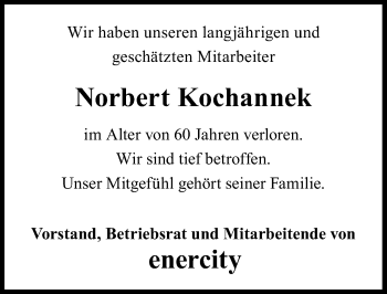 Traueranzeige von Norbert Kochannek von Hannoversche Allgemeine Zeitung/Neue Presse