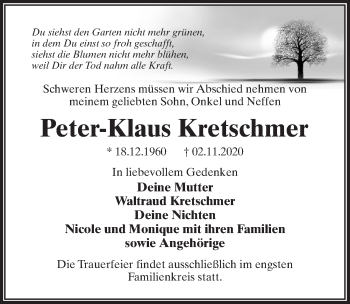 Traueranzeige von Peter-Klaus Kretschmer
