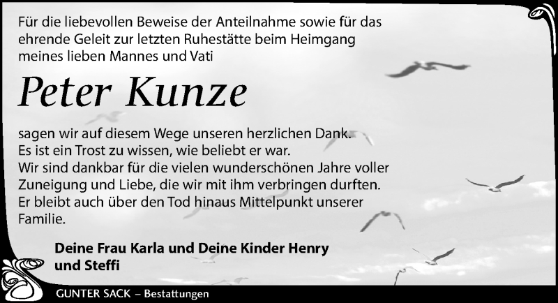  Traueranzeige für Peter Kunze vom 07.11.2020 aus Leipziger Volkszeitung
