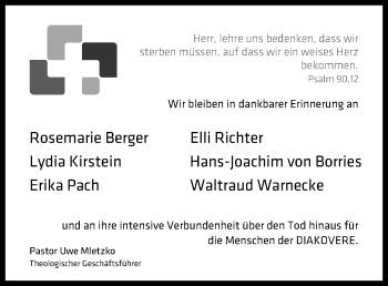 Traueranzeige von Rosemarie Berger von Hannoversche Allgemeine Zeitung/Neue Presse