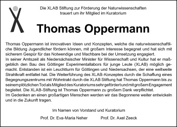 Traueranzeige von Thomas Oppermann von Göttinger Tageblatt