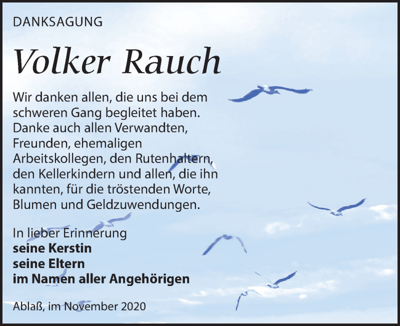 Traueranzeigen von Volker Rauch | trauer-anzeigen.de