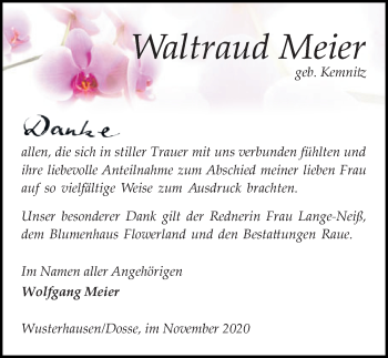 Traueranzeige von Waltraud Meier