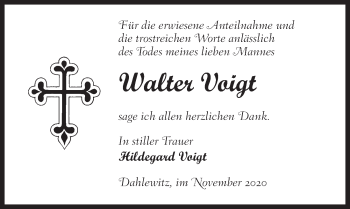 Traueranzeige von Watt Voigt von Märkischen Allgemeine Zeitung