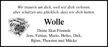 Traueranzeige von Wolle  von Lübecker Nachrichten