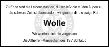 Traueranzeige von Wolle  von Lübecker Nachrichten