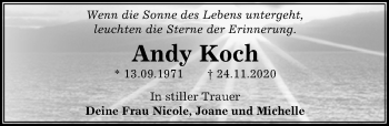 Traueranzeige von Andy Koch von Peiner Allgemeine Zeitung