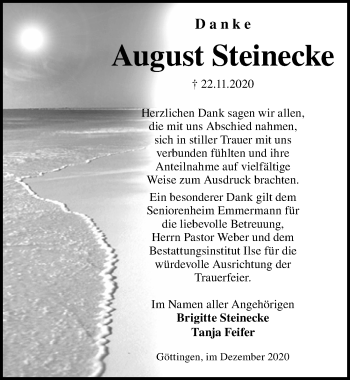 Traueranzeige von August Steinecke von Göttinger Tageblatt