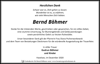 Traueranzeige von Bernd Böhmer von Märkischen Allgemeine Zeitung
