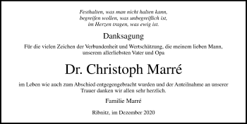 Traueranzeige von Christoph Marré von Ostsee-Zeitung GmbH