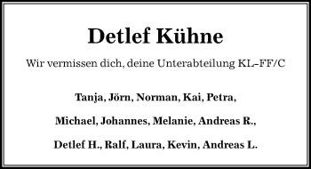 Traueranzeige von Detlef Kühne von Aller Zeitung