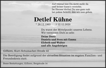 Traueranzeige von Detlef Kühne von Aller Zeitung