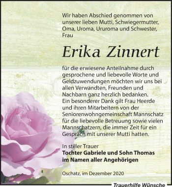 Traueranzeige von Erika Zinnert von Leipziger Volkszeitung