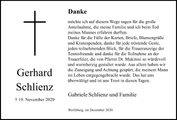 Traueranzeige von Gabriele Schlienz von Aller Zeitung