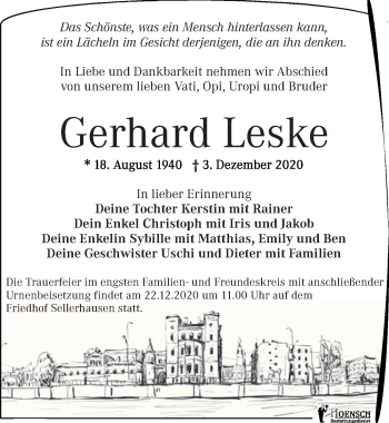 Traueranzeige von Gerhard Leske von Leipziger Volkszeitung