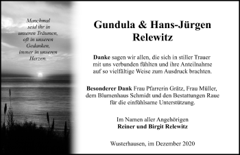 Traueranzeige von Gundula Relewitz