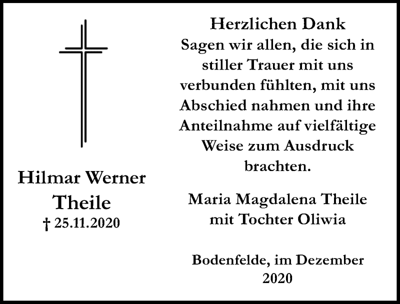  Traueranzeige für Hilmar Werner Theile vom 12.12.2020 aus Göttinger Tageblatt