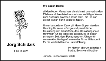 Traueranzeige von Jörg Schidzik von Göttinger Tageblatt
