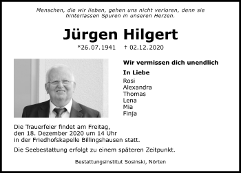 Traueranzeige von Jürgen Hilgert von Göttinger Tageblatt