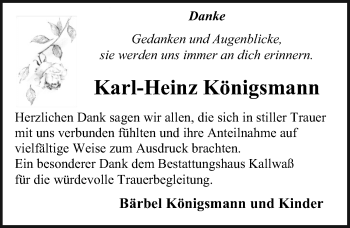 Traueranzeige von Karl-Heinz Königsmann von Ostsee-Zeitung GmbH