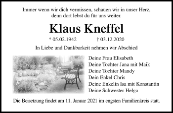 Traueranzeige von Klaus Kneffel von Ostsee-Zeitung GmbH