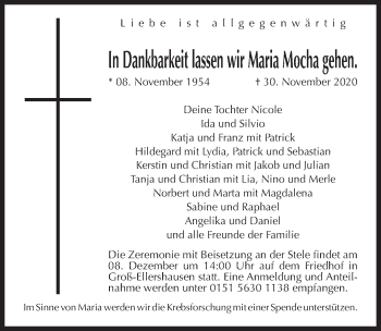 Traueranzeige von Maria Mocha von Göttinger Tageblatt