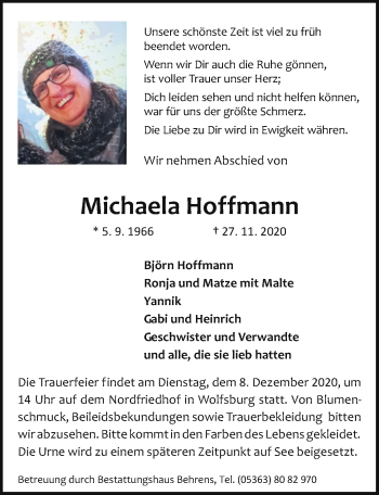 Traueranzeige von Michael Hoffmann von Aller Zeitung
