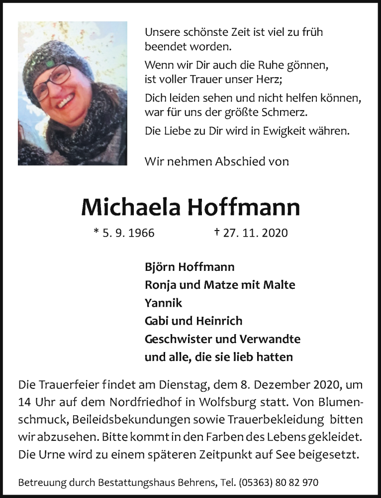  Traueranzeige für Michael Hoffmann vom 03.12.2020 aus Aller Zeitung