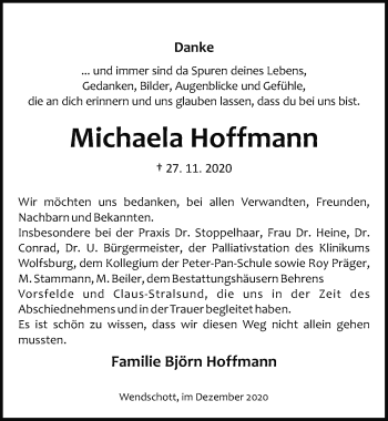Traueranzeige von Michaela Hoffmann von Aller Zeitung