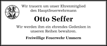 Traueranzeige von Otto Seffer von Aller Zeitung