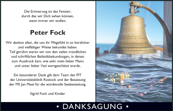 Traueranzeige von Peter Fock von Ostsee-Zeitung GmbH