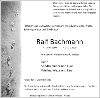 Traueranzeige von Ralf Bachmann von Göttinger Tageblatt