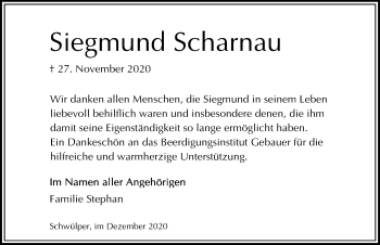 Traueranzeige von Siegmund Scharnau von Aller Zeitung