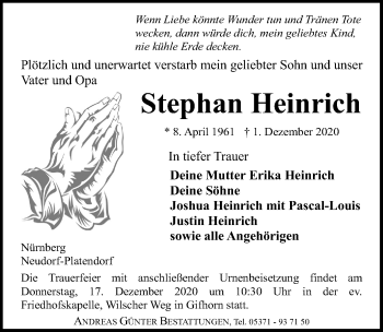 Traueranzeige von Stephan Heinrich von Aller Zeitung
