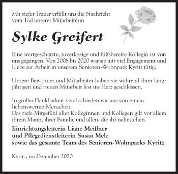 Traueranzeige von Sylke Greifert