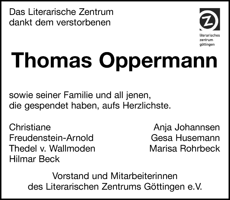  Traueranzeige für Thomas Oppermann vom 12.12.2020 aus Göttinger Tageblatt