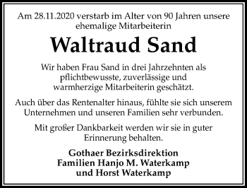Traueranzeige von Waltraud Sand von Göttinger Tageblatt