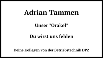 Traueranzeige von Adrian Tammen von Göttinger Tageblatt