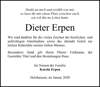 Traueranzeige von Dieter Erpen