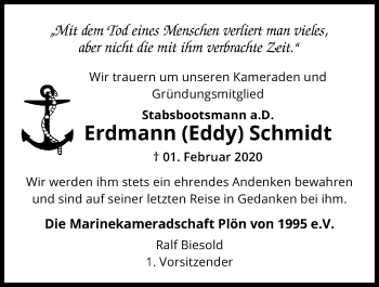 Traueranzeige von Erdmann Schmidt von Kieler Nachrichten