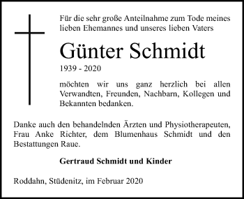 Traueranzeige von Günter Schmidt