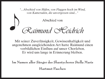 Traueranzeige von Raimund Heidrich