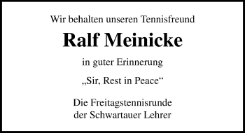 Traueranzeige von Ralf Meinicke von Lübecker Nachrichten