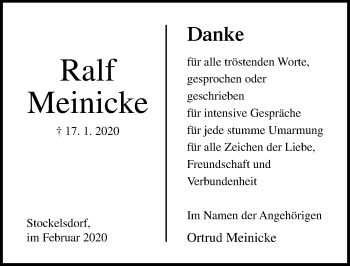 Traueranzeige von Ralf Meinicke von Lübecker Nachrichten